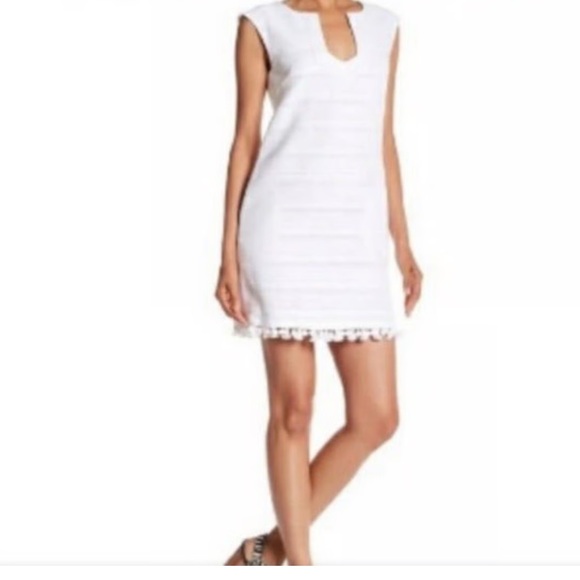 Trina Turk Sleeveless White Dress with Pom Pom Hem - Picture 1 of 7